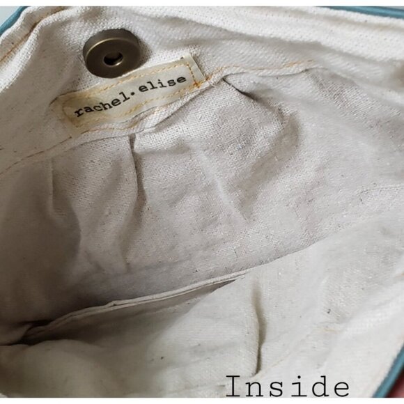 Rachel Elise Burlap & Faux Leather Clutch with Snap Closure - Picture 5 of 5